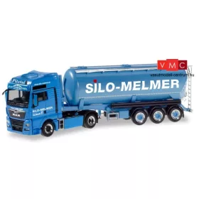 Herpa 310574 MAN TGX XXL Euro nyergesvontató, silótartályos félpótkocsival - Melmer/ Klett