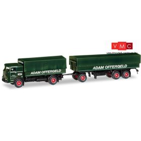 Herpa 310871 Büssing LU 11/16 ponyvás teherautó pótkocsival - Adam Offergeld (H0)