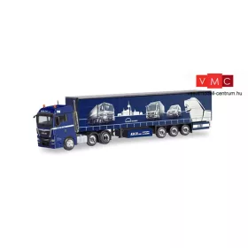 Herpa 311014 MAN TGX XLX Euro 6c 6x2 nyergesvontató, ponyvás félpótkocsival H.D.T.V (H0)