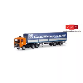 Herpa 311113 Volvo F12 6x4 nyergesvontató, ponyvás félpótkocsival - Sovtransavto (H0)