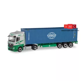   Herpa 311427 Mercedes-Benz Actros Bigspace nyergesvontató, Container-Sattelzug, EKB/COSCO (H0)