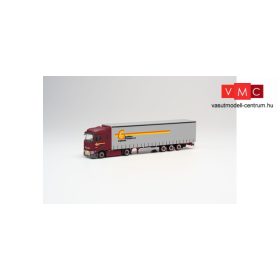 Herpa 311496 Renault T nyergesvontató, Lowliner ponyvás félpótkocsival - Galliker (Schweiz/