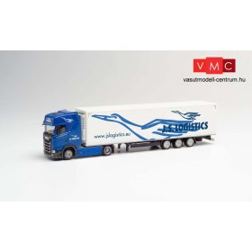 Herpa 312066 Scania CS nyergesvontató, Lowliner-hűtődobozos félpótkocsival - JS Logistik (