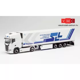   Herpa 312189 Scania CS20 HD nyergesvontató, hűtődobozos félpótkocsival - SLL / Schumacher Logistik Luxemburg (H0)
