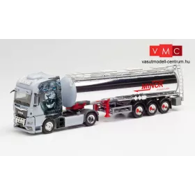   Herpa 312400 MAN TGX XXL E6c nyergesvontató, krómtartályos félpótkocsival - Minor (H0)