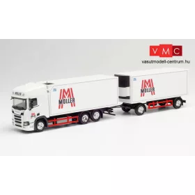   Herpa 312448 Scania CS20 HD hűtődobozos teherautó, pótkocsival - Müller (A) (H0)