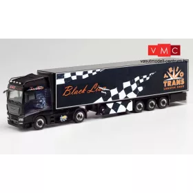   Herpa 312462 MAN TGX XXL nyergesvontató, hűtőbozos félpótkocsival - TrioTrans / Black Lion (H0)