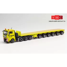   Herpa 312479 MAN TGX XL 4-tengelyes nyergesvontató, speciális félpótkocsival - Ley Krane Gummersbach (H0)