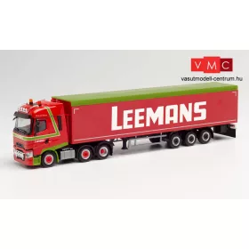   Herpa 312790 Renault T 6x2 nyergesvonató, alulürítős ponyvás félpótkocsival, Leemans (H0)
