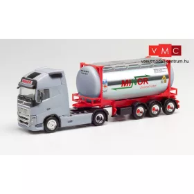  Herpa 312844 Volvo FH Gl XL nyergesvontató, konténerszállító félpótkocsival, tartálykonténerrel - Minor (H0)