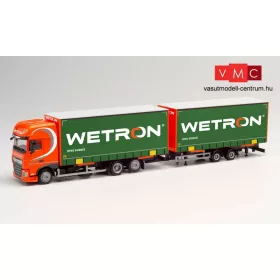   Herpa 312912 DAF XF SSC volumenponyvás teherautó, tandem pótkocsival, Wetron (H0)