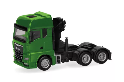 Herpa 313100-004 MAN TGX GX 6x4 nyergesvontató, rakodódaruval - zöld (H0)