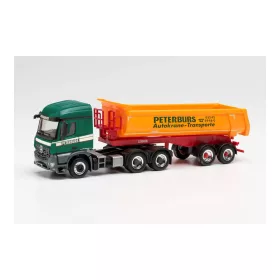  Herpa 313766 Mercedes-Benz Arocs 6x4 nyergesvontató, billencs félpótkocsival - Peterburs (H0)