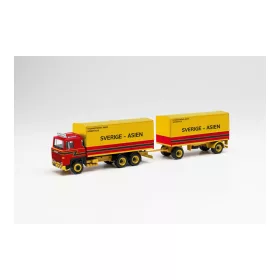   Herpa 313902 Scania 141 ponyvás teherautó pótkocsival, Stjärnströms Akeri (H0)