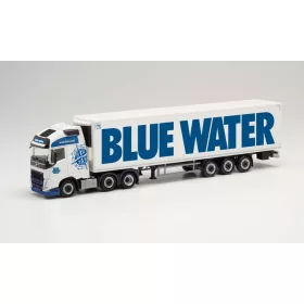   Herpa 313971 Volvo FH Gl. Xl 6x2 nyergesvontató, hűtődobozos félpótkocsival - Blue Water (DK) (H0)