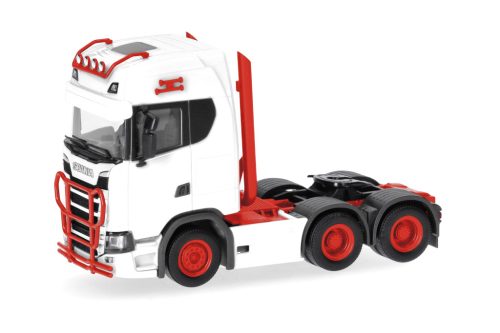 Herpa 314053-006 Scania CS 20 HD nyergesvontató, 3 tengelyes - fehér (H0)