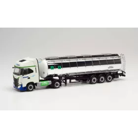   Herpa 314084 Iveco S-Way NP nyergesvontató, élelmiszerszállító tartálykocsival - ADAMI (H0)