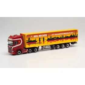   Herpa 314091 Scania CR20 nyergesvontató, ponyvás félpótkocsival - Ben Becker (H0)
