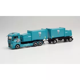   Herpa 314152 MAN TGX GM préskonténerszállító teherautó, pótkocsival - KS Containerdienst (H0)
