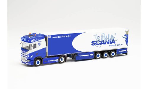 Herpa 314466 Scania CS 20 nyergesvontató, hűtődobozos félpótkocsival - TSU Bode (H0)