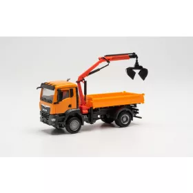 Herpa 314671 MAN TGS billencs, rakodódaruval, kommunálsárga (H0)