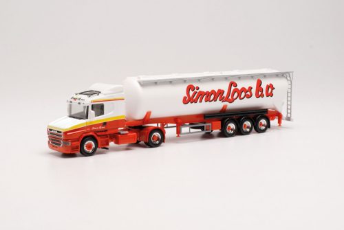 Herpa 314824 Scania csőrös nyergesvontató, silótartályos félpótkocsival - Simon Loos (H0