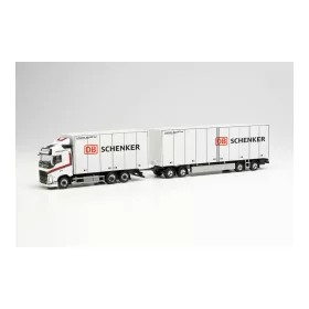   Herpa 314919 Volvo FH GL 2020 skandináv dobozos teherautó, dobozos pótkocsival - DB Schenker / Lindas Akeri AB (H0)