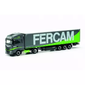   Herpa 315029 Iveco S-Way LNG nyergesvontató, ponyvás félpótkocsival - Fercam (H0)