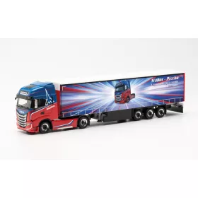   Herpa 315197 Iveco S-Way nyergesvontató, ponyvás félpótkocsival - Magirus (H0)