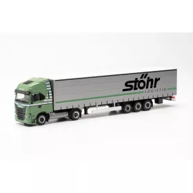   Herpa 315227 Iveco S-Way nyergesvontató, ponyvás félpótkocsival, 15 m - Stöhr (H0)