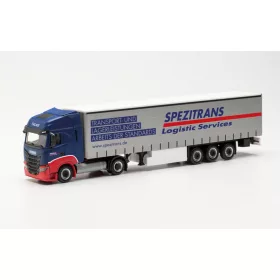   Herpa 315258 Iveco S-Way nyergesvontató, ponyvás félpótkocsival - Spezitrans (H0)