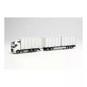   Herpa 315302 Volvo FH GL 2020 skandináv dobozos teherautó, dobozos pótkocsival - fehér (H0)