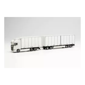   Herpa 315319 Scania CS 20 HD skandináv dobozos teherautó, dobozos pótkocsival - fehér (H0)