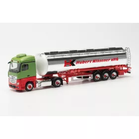   Herpa 315395 Mercedes-Benz Actros nyergesvontató, Jumbo-krómtartályos félpótkocsival - Hubert Kläsener (H0)