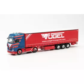   Herpa 315418 Mercedes-Benz Actros GS nyergesvontató, ponyvás félpótkocsival - Vögel (H0)