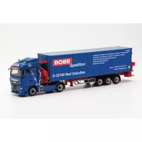   Herpa 315432 MAN TGX GM nyergesvontató, darus konténerszállító félpótkocsival - Bobe (H0)