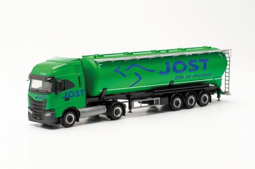 Herpa 315609 Iveco S-Way LNG nyergesvontató, silótartályos félpótkocsival - Jost Group (H0