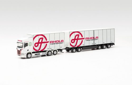 Herpa 315678 Scania CR 20 svéddobozos teherautó pótkocsival - Ahola Transport (H0)