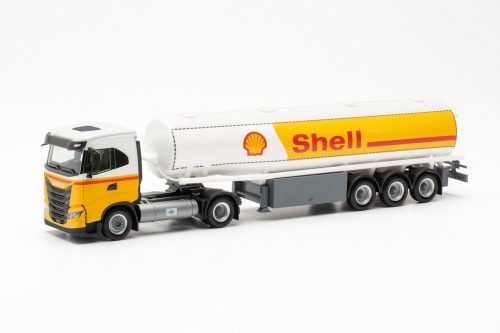 Herpa 315685 Iveco S-Way nyergesvontató, üzemanyagszállító tartálykocsival - Shell (H0)