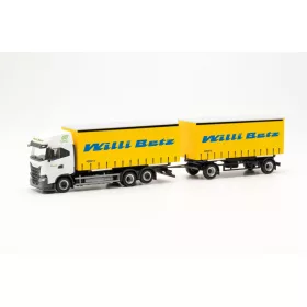 Herpa 315913 Iveco S-Way ponyvás csereszekrényszállító teherautó, pótkocsival - Willi Be