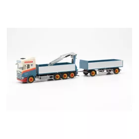   Herpa 316026 Scania CR platós teherautó rakodódaruval és pótkocsival - Verheul (H0)