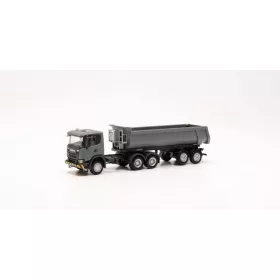   Herpa 316248 Scania CG17 6x6 nyergesvontató, billencs félpótkocsival - szürke (H0)