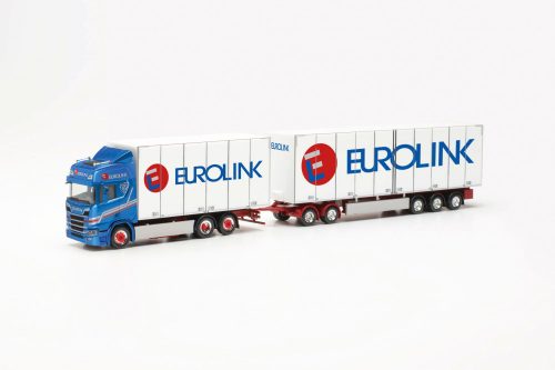 Herpa 316552 Scania Eurocombi dobozos teherautó, pótkocsival - Eurolink (H0)