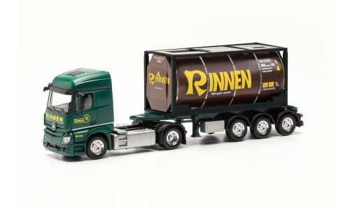 Herpa 316637 Mercedes-Benz Actros StSp nyergesvontató, tartálykonténerszállító félpótkocsival - Rinnen (H0)