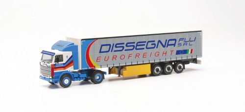 Herpa 316729 Scania 142 nyergesvontató, ponyvás félpótkocsival - Dissegna (H0)