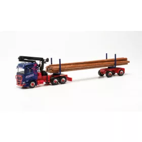   Herpa 316781 Scania CR 20 rönkszállító rakodódaruval, villás pótkocsival - Steinbach (H0)