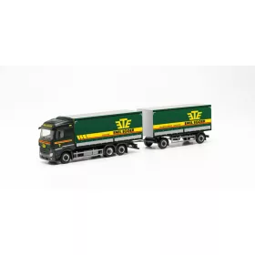   Herpa 316835 Mercedes-Benz StSp 2.5 ponyvás teherautó, pótkocsival - Emil Egger (H0)