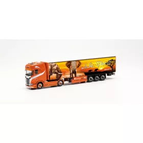   Herpa 316903 Scania CS 20 HD nyergesvontató, ponyvás félpótkocsival - Ferntrans Haas (H0)
