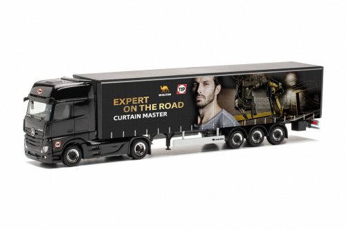 Herpa 316927 Mercedes-Benz Actros Giga nyergesvontató, ponyvás félpótkocsival - Wielto (H0)