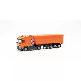   Herpa 316941 DAF XG nyergesvontató, billencs félpótkocsival, kommunálsárga (H0)